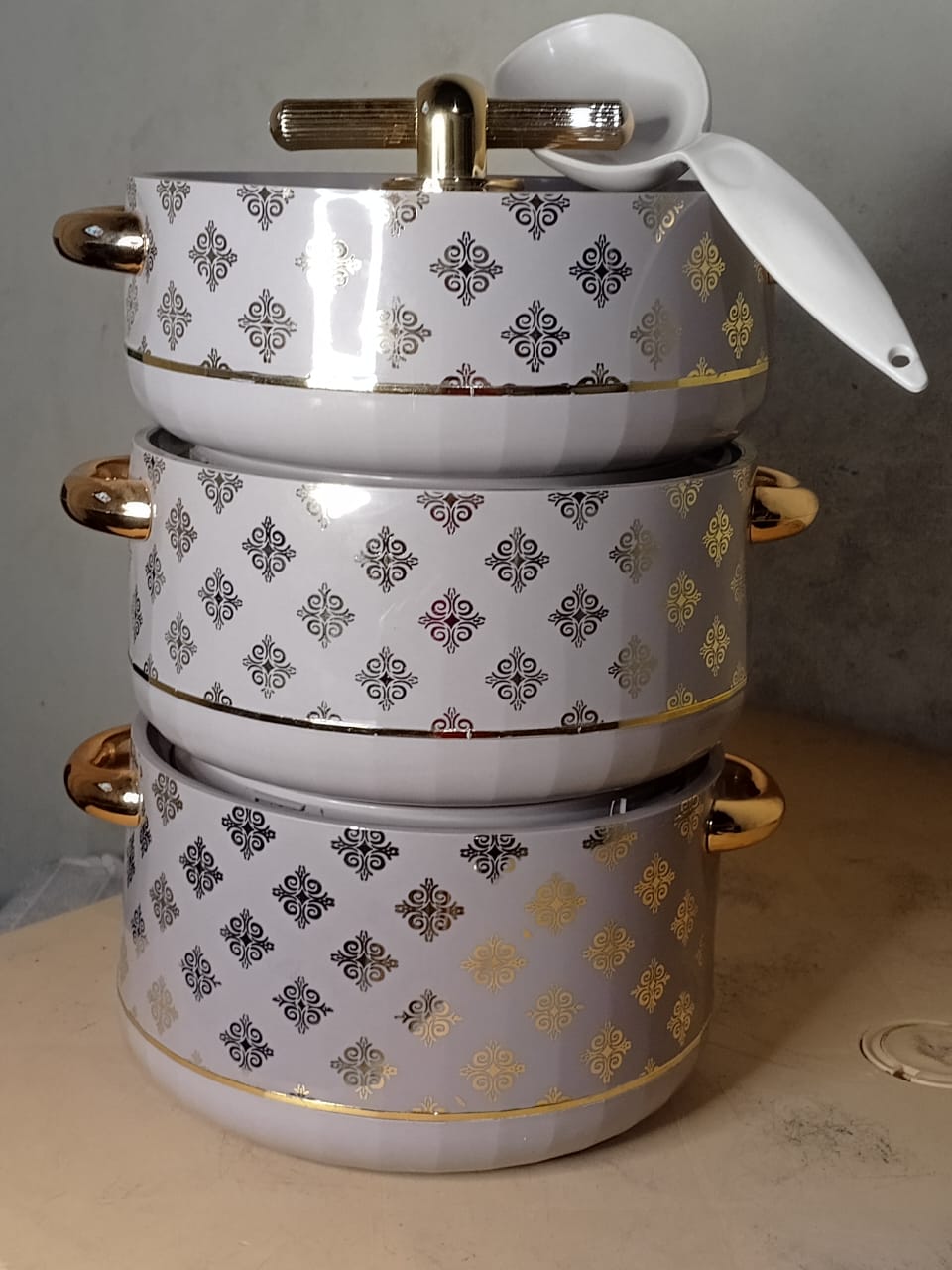 Set de 3 Cocottes de Service Élégantes – Motif Oriental